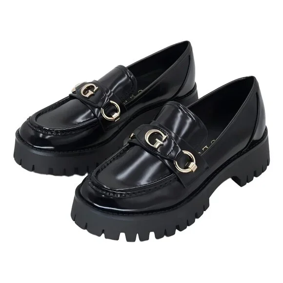 GUESS Almost Bit Lug Loafer Slip-On Chunky Sole Black 7M - Picture 2 of 6